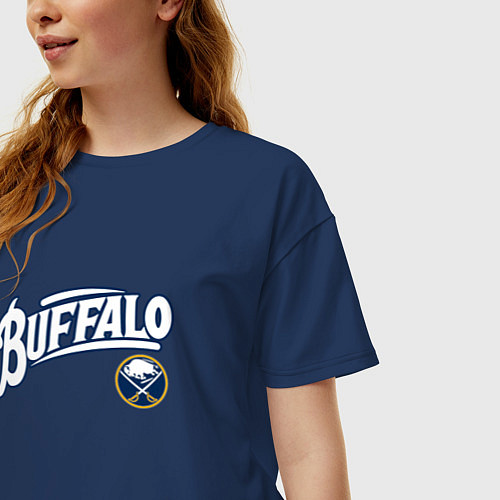 Женская футболка оверсайз Баффало Сейберз , Buffalo Sabres / Тёмно-синий – фото 3