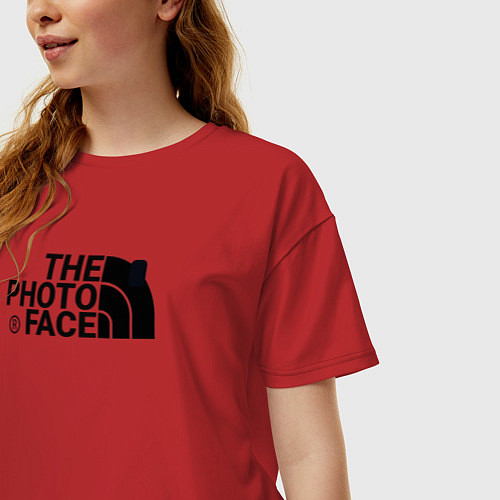 Женская футболка оверсайз The Photo Face Сotton / Красный – фото 3