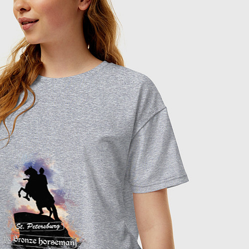 Женская футболка оверсайз Санкт-Петербург Медный всадник / Меланж – фото 3