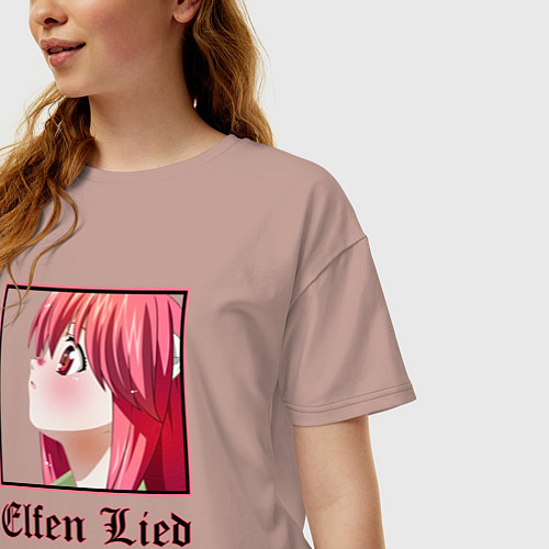 Женская футболка оверсайз Эльфийская песнь Elfen Lied / Пыльно-розовый – фото 3