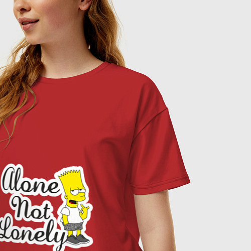 Женская футболка оверсайз Alone not lonely Барт / Красный – фото 3