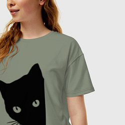 Футболка оверсайз женская Всё тот же чёрный котяра!, цвет: авокадо — фото 2