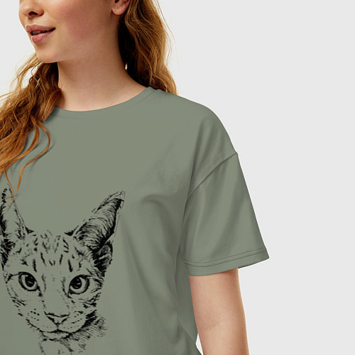 Женская футболка оверсайз Clever cat / Авокадо – фото 3