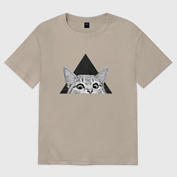 Футболка оверсайз женская Космокот 0004, цвет: миндальный