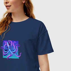 Футболка оверсайз женская Волшебный осьминог, цвет: тёмно-синий — фото 2