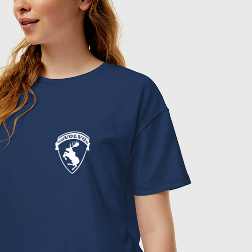 Женская футболка оверсайз VOLVO логотип лось / Тёмно-синий – фото 3