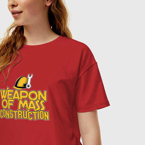 Женская футболка оверсайз Оружие массового строительства / Красный – фото 3