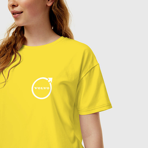 Женская футболка оверсайз VOLVO белый логотип / Желтый – фото 3