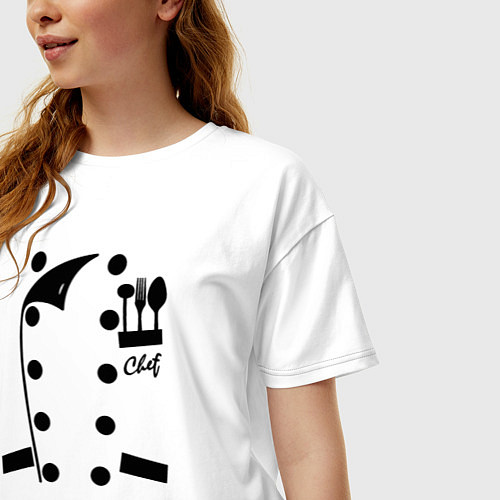 Женская футболка оверсайз Поварской фартук / Белый – фото 3