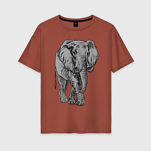 Женская футболка оверсайз Огромный могучий слон / Кирпичный – фото 1