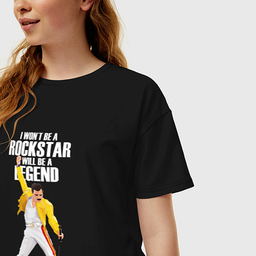 Женская футболка оверсайз Фредди Меркьюри Queen / Черный – фото 3