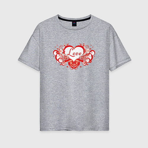 Женская футболка оверсайз Любовное Сердце Love / Меланж – фото 1
