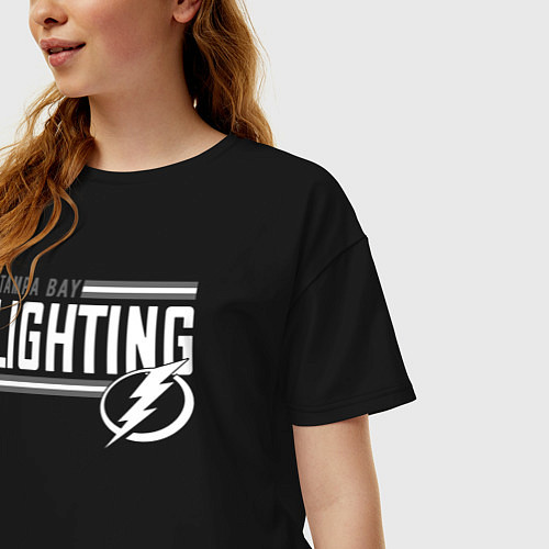 Женская футболка оверсайз TAMPA BAY LIGHTIN NHL ТАМПА БЭЙ НХЛ / Черный – фото 3