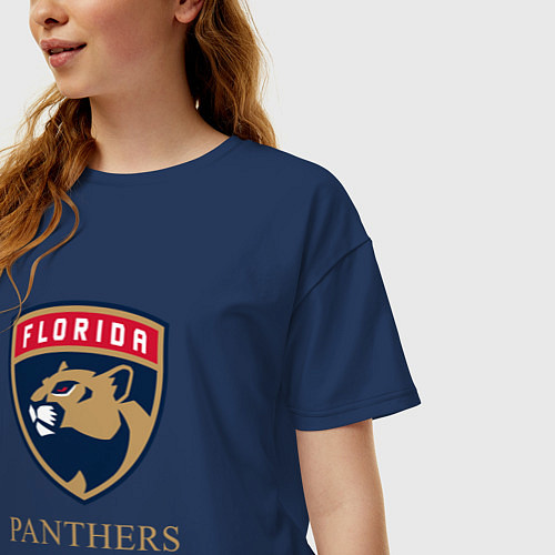 Женская футболка оверсайз Panthers are coming Florida Panthers Флорида Панте / Тёмно-синий – фото 3