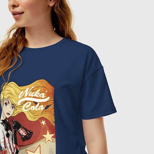 Женская футболка оверсайз Nuka Cola Fallout / Тёмно-синий – фото 3