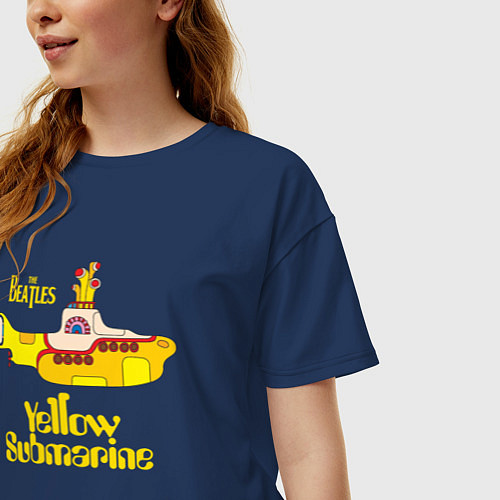 Женская футболка оверсайз On a Yellow Submarine / Тёмно-синий – фото 3