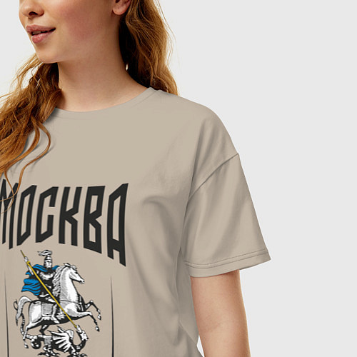 Женская футболка оверсайз Москва всадник / Миндальный – фото 3