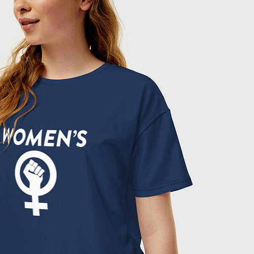 Женская футболка оверсайз Женщины вперед / Тёмно-синий – фото 3