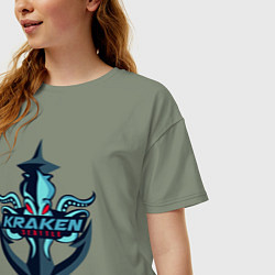 Футболка оверсайз женская Сиэтл Кракен , Seattle Kraken, цвет: авокадо — фото 2
