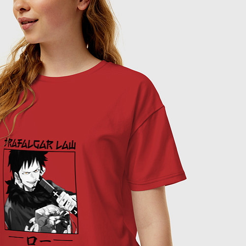 Женская футболка оверсайз Ван-Пис, Трафальгар Ло Trafalgar Law / Красный – фото 3