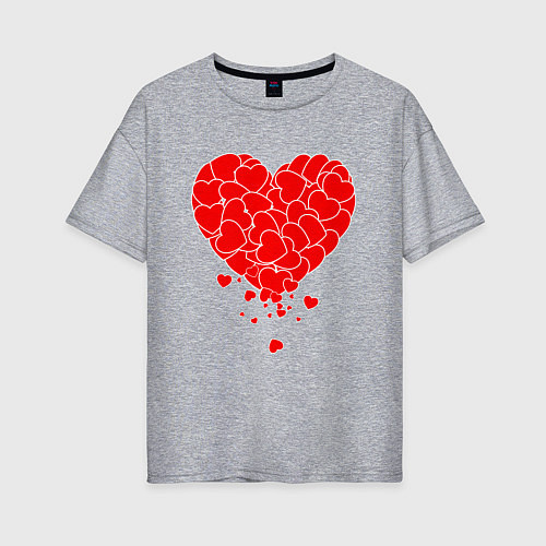 Женская футболка оверсайз СЕРДЦЕ CЕРДЦА HEART / Меланж – фото 1