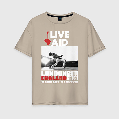 Женская футболка оверсайз QUEEN LIVE AID 1985 / Миндальный – фото 1