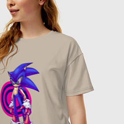 Футболка оверсайз женская Sonic Exe Video game Hedgehog, цвет: миндальный — фото 2