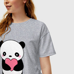 Футболка оверсайз женская КАВАЙНЫЙ ПАНДА KAWAII PANDA, цвет: меланж — фото 2