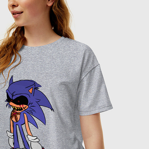 Женская футболка оверсайз Sonic Exe Sketch Hedgehog / Меланж – фото 3