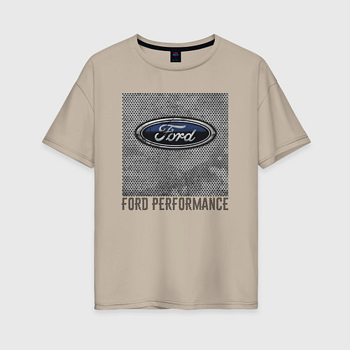 Женская футболка оверсайз Ford Performance / Миндальный – фото 1