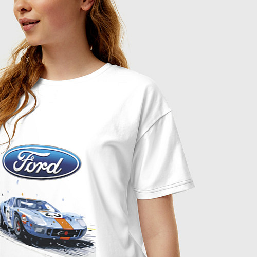 Женская футболка оверсайз Ford Motorsport / Белый – фото 3