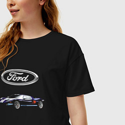 Футболка оверсайз женская Ford Racing, цвет: черный — фото 2