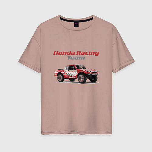 Женская футболка оверсайз Honda racing team / Пыльно-розовый – фото 1