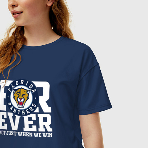 Женская футболка оверсайз Florida Panthers Флорида Пантерз FOREVER NOT JUST / Тёмно-синий – фото 3