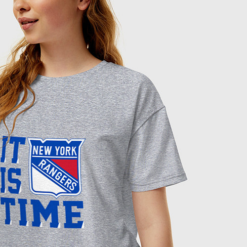 Женская футболка оверсайз It is New York Rangers Time Нью Йорк Рейнджерс / Меланж – фото 3