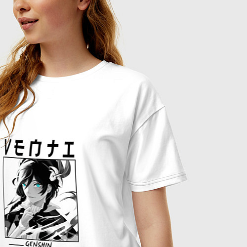 Женская футболка оверсайз Венти Venti, Genshin Impact / Белый – фото 3
