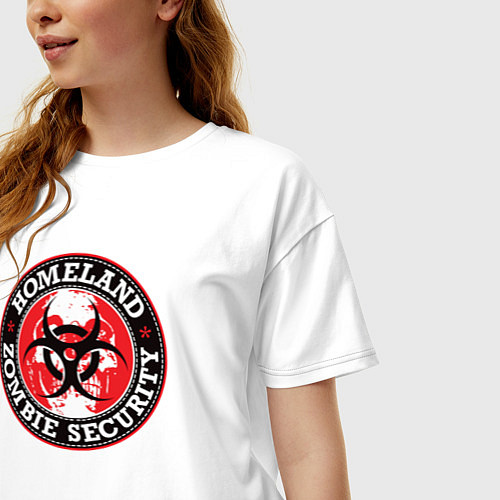 Женская футболка оверсайз Национальная зомби безопасность / Белый – фото 3