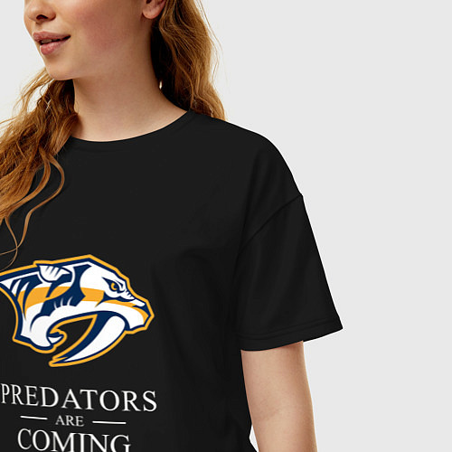 Женская футболка оверсайз Nashville Predators are Coming Нэшвилл Предаторз / Черный – фото 3