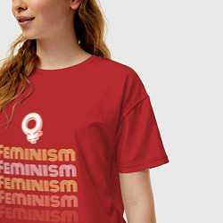 Футболка оверсайз женская Feminism - retro, цвет: красный — фото 2