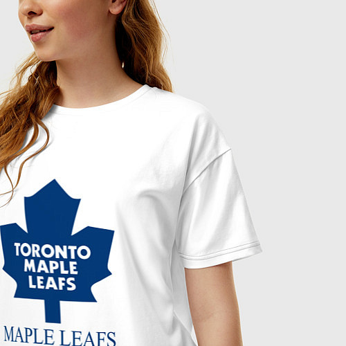Женская футболка оверсайз Toronto Maple Leafs are coming Торонто Мейпл Лифс / Белый – фото 3