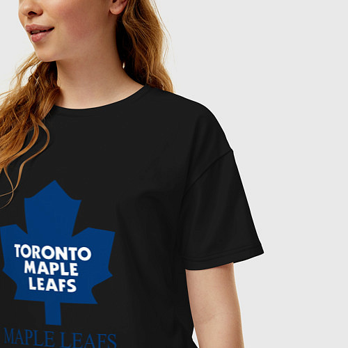 Женская футболка оверсайз Toronto Maple Leafs are coming Торонто Мейпл Лифс / Черный – фото 3