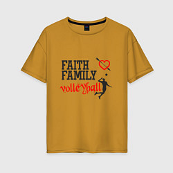 Футболка оверсайз женская Faith Family Volleyball, цвет: горчичный