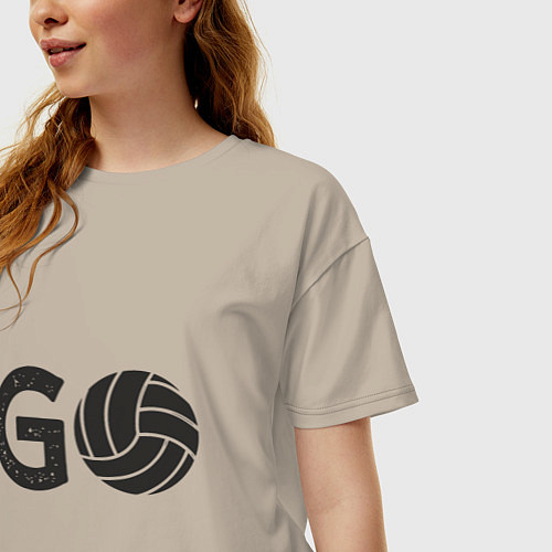 Женская футболка оверсайз Go Volleyball / Миндальный – фото 3