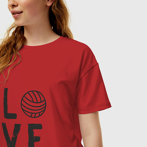 Женская футболка оверсайз Volleyball - Love / Красный – фото 3