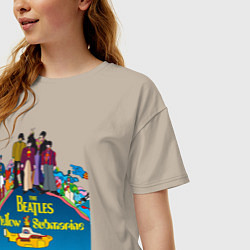 Футболка оверсайз женская The Beatles on a Yellow Submarine, цвет: миндальный — фото 2