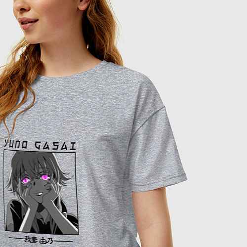 Женская футболка оверсайз Дневник будущего, Юно Гасай / Меланж – фото 3