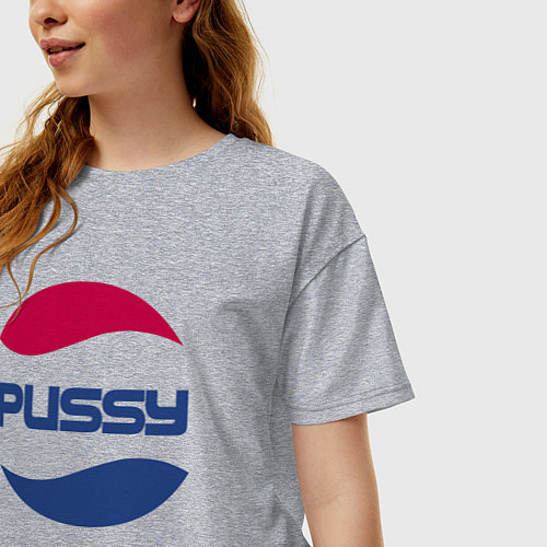 Женская футболка оверсайз Pepsi Pussy / Меланж – фото 3