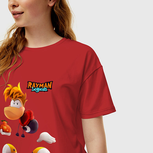 Женская футболка оверсайз Rayman Legends Веселый Рэймэн / Красный – фото 3