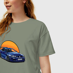 Футболка оверсайз женская Ниссан gtr 2022, цвет: авокадо — фото 2