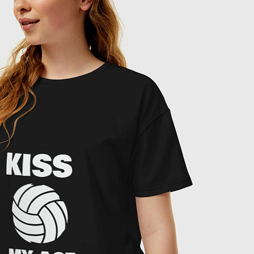 Женская футболка оверсайз Kiss - My Ace / Черный – фото 3